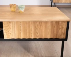 Meuble House Table basse esprit newtro en bois massif naturel et noir 
