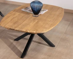 Meuble House Table basse forme bateau en teck naturel "Bahia" pieds mikado métal Online