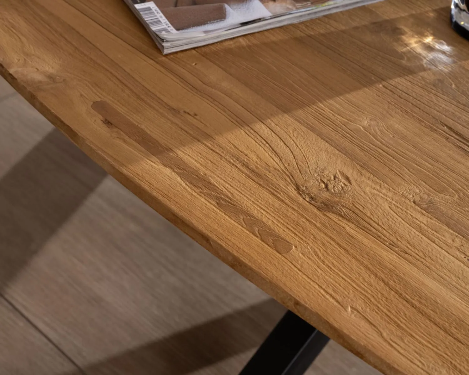 Meuble House Table basse forme bateau en teck naturel "Bahia" pieds mikado métal Online