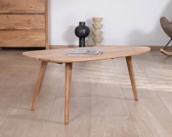 Meuble House Table basse forme bateau style scandinave "Voluto" 110 cm en acacia massif Online