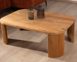 Meuble House Table basse épurée avec pieds cannelés style rétro en chêne huilé "Winton" Discount