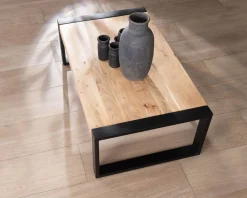 Meuble House Table basse rectangle de style industriel métal et bois