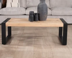 Meuble House Table basse rectangle de style industriel métal et bois