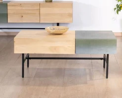 Meuble House Table basse rectangulaire bois et métal 100x55 cm "Elegancy" New