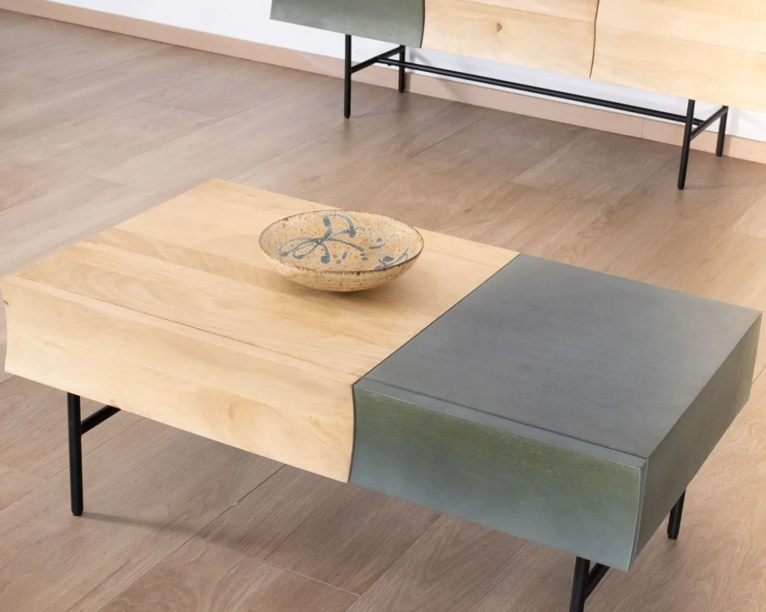 Meuble House Table basse rectangulaire bois et métal 100x55 cm "Elegancy" New