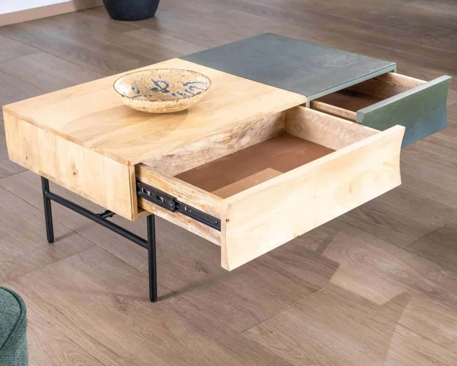 Meuble House Table basse rectangulaire bois et métal 100x55 cm "Elegancy" New