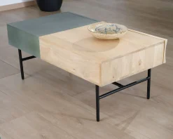 Meuble House Table basse rectangulaire bois et métal 100x55 cm