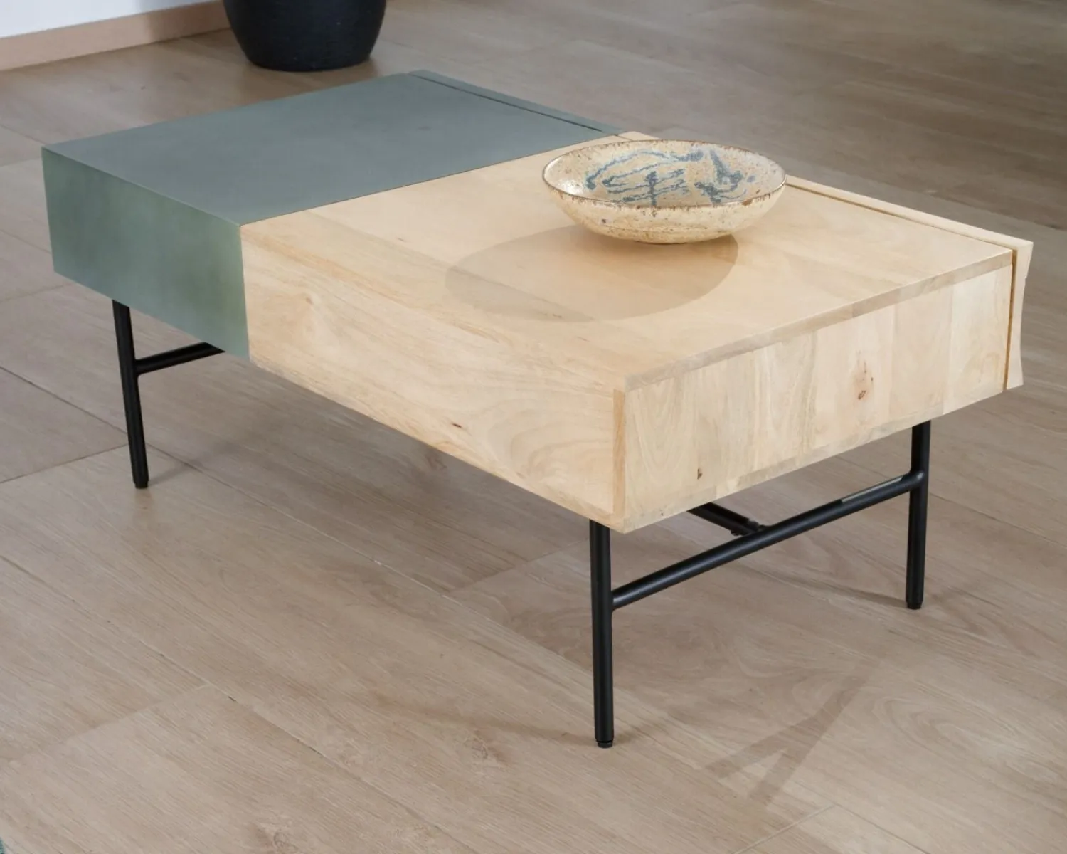 Meuble House Table basse rectangulaire bois et métal 100x55 cm "Elegancy" New