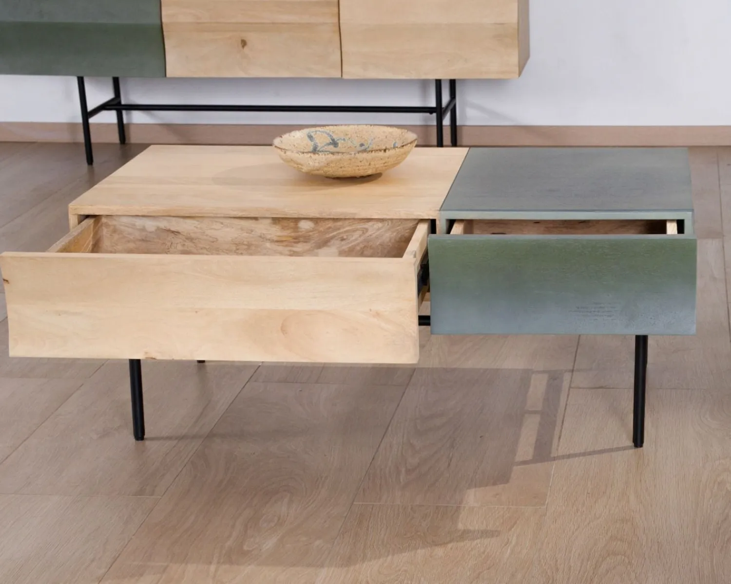 Meuble House Table basse rectangulaire bois et métal 100x55 cm "Elegancy" New