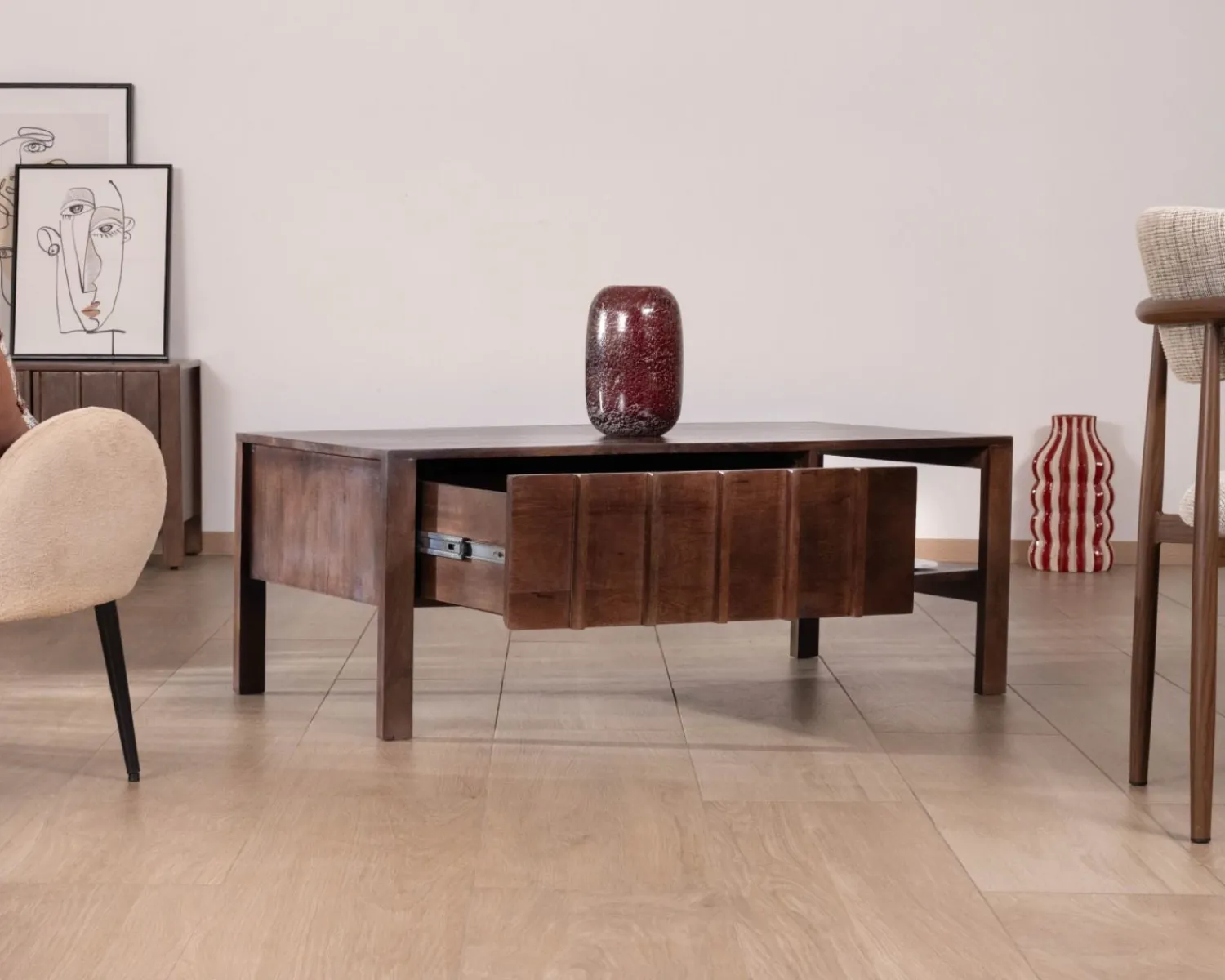 Meuble House Table basse rectangulaire esprit zen en manguier teinte noyer "Sicora " Clearance