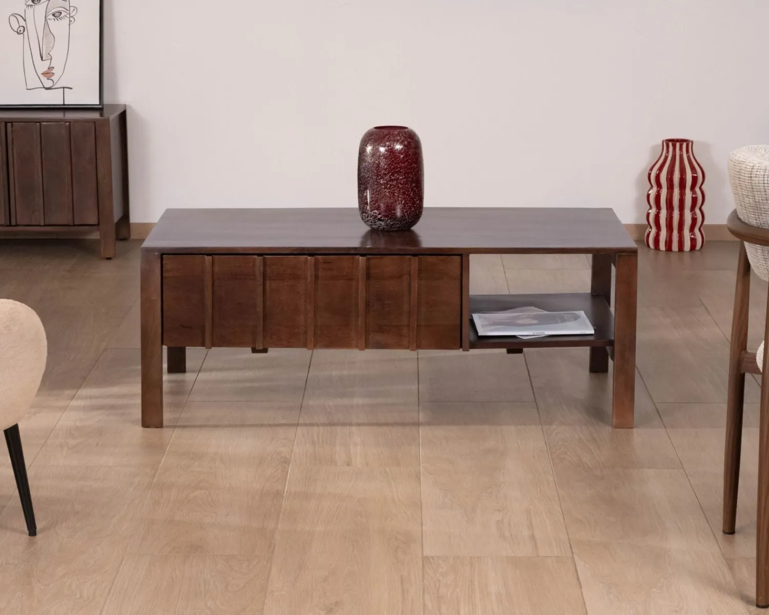 Meuble House Table basse rectangulaire esprit zen en manguier teinte noyer "Sicora " Clearance