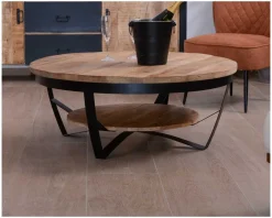 Meuble House Table basse ronde avec double plateau bois "Andy" diam. 100cm Hot