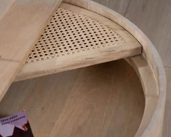 Meuble House Table basse ronde avec plateau pivotant en cannage