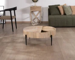 Meuble House Table basse ronde avec plateau pivotant en cannage