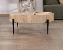 Meuble House Table basse ronde avec plateau pivotant en cannage