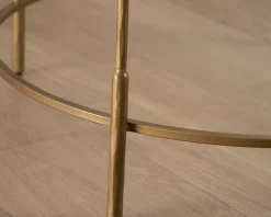 Meuble House Table basse ronde 90 cm en laiton doré et plateau verre 