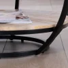 Meuble House Table basse ronde double plateau en manguier massif et structure métal noir "Loopie" Online