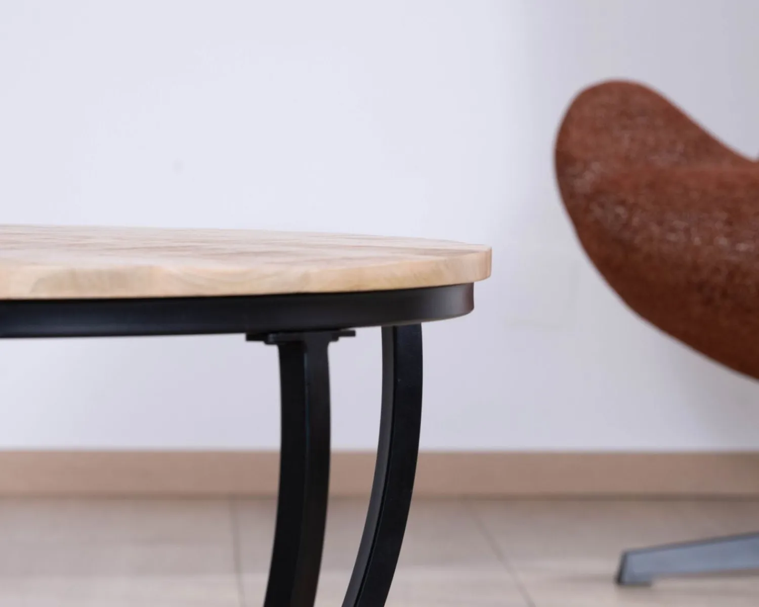 Meuble House Table basse ronde double plateau en manguier massif et structure métal noir "Loopie" Online