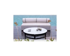 Meuble House Table basse ronde en céramique et aluminium, diam. 126