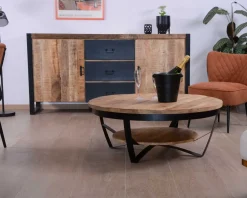 Meuble House Table basse ronde en manguier massif et métal "Andy" diam. 90cm Best
