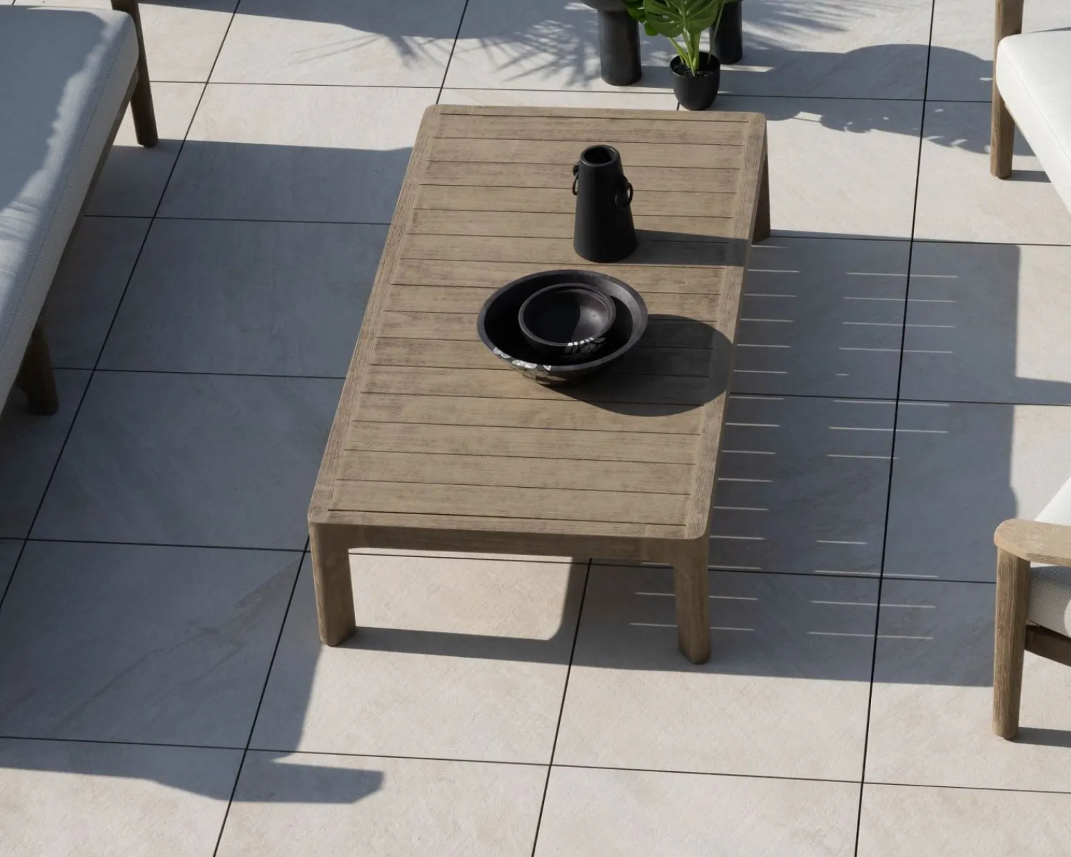 Meuble House Table basse spécial extérieur design épuré en teck finition naturelle sablée "Vérone" Hot