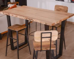Meuble House Table de bar 150x90 métal et acacia massif naturel