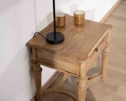 Meuble House Table de chevet en manguier naturel massif style classique "Legacy" New