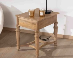 Meuble House Table de chevet en manguier naturel massif style classique 
