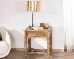 Meuble House Table de chevet en manguier naturel massif style classique 