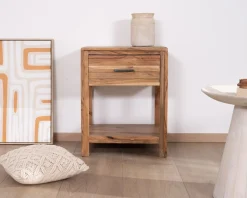 Meuble House Table de chevet ou d'appoint en acacia avec tiroir