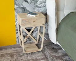 Meuble House Table de chevet style épuré et rétro en manguier