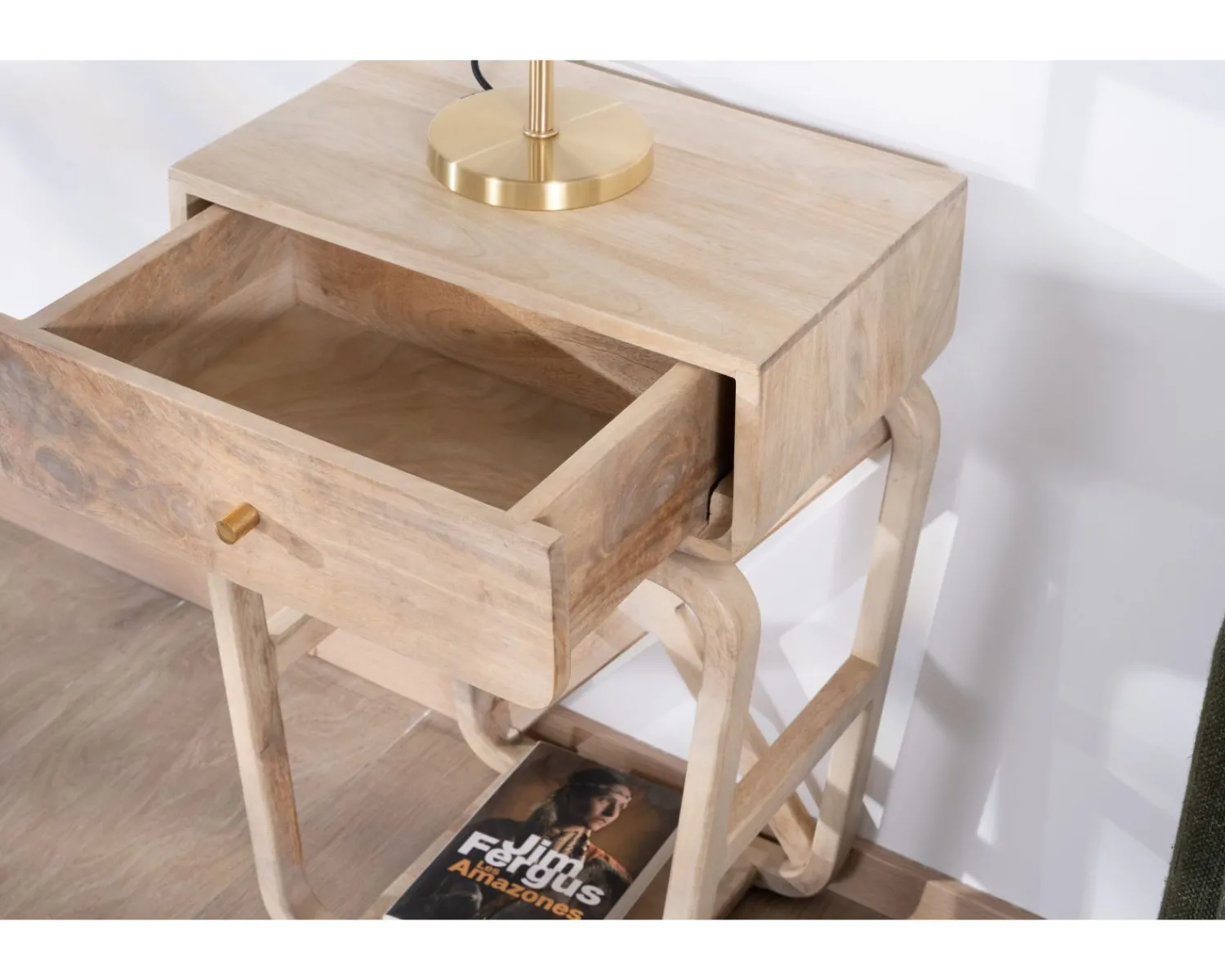 Meuble House Table de chevet style épuré et rétro en manguier "Loopie" Sale