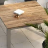 Meuble House Table de jardin carrée 160 cm en teck "Melta" pieds métal gris inox Best