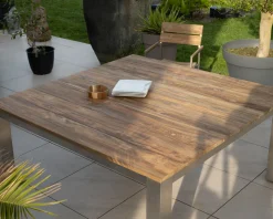 Meuble House Table de jardin carrée 160 cm en teck 