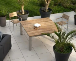 Meuble House Table de jardin carrée 160 cm en teck 