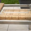 Meuble House Table de jardin extensible 160 à 220 cm design contemporain "Melta" en teck et acier inoxydable Clearance