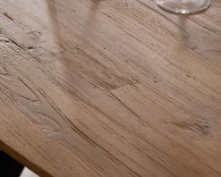 Meuble House Table de repas bateau en teck recyclé et pieds mikado 