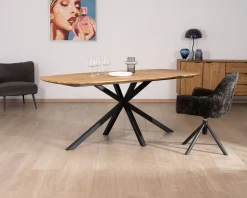 Meuble House Table de repas bateau en teck recyclé et pieds mikado 