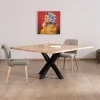 Meuble House Table de repas carrée 140 cm en acacia et pieds mikado métal "3D" Best