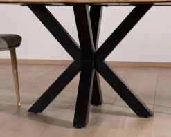 Meuble House Table de repas carrée 140 cm en acacia et pieds mikado métal