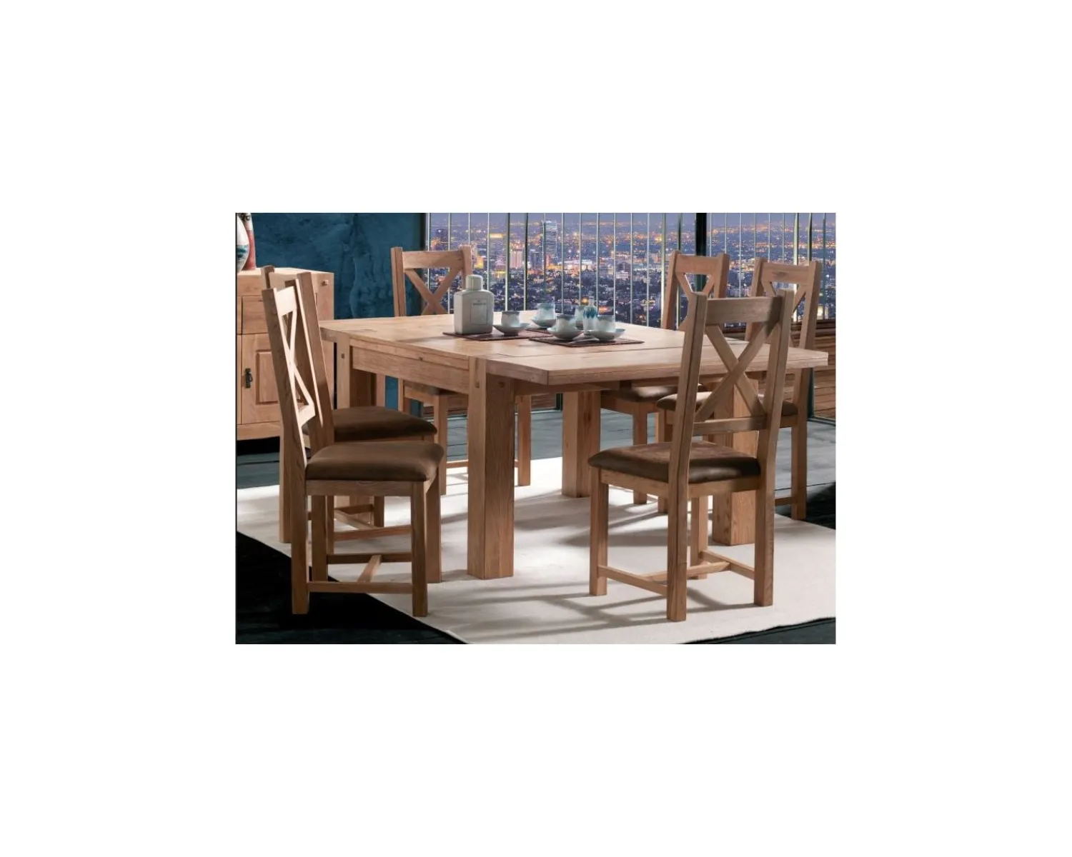 Meuble House Table de repas carrée en chêne massif huilé "Lodge Casita" 140x140 cm
