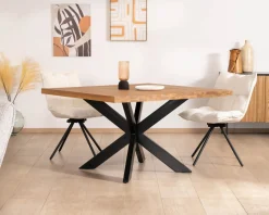 Meuble House Table de repas carrée en teck pied métal 130 cm "Zenia" Best