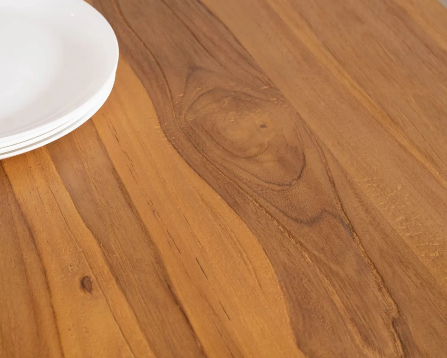 Meuble House Table de repas carrée en teck pied métal 130 cm "Zenia" Best