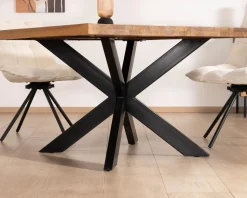 Meuble House Table de repas carrée en teck pied métal 130 cm