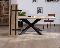 Meuble House Table de repas carrée extensible style industriel manguier et métal "Haden" 140x140-220cm Hot