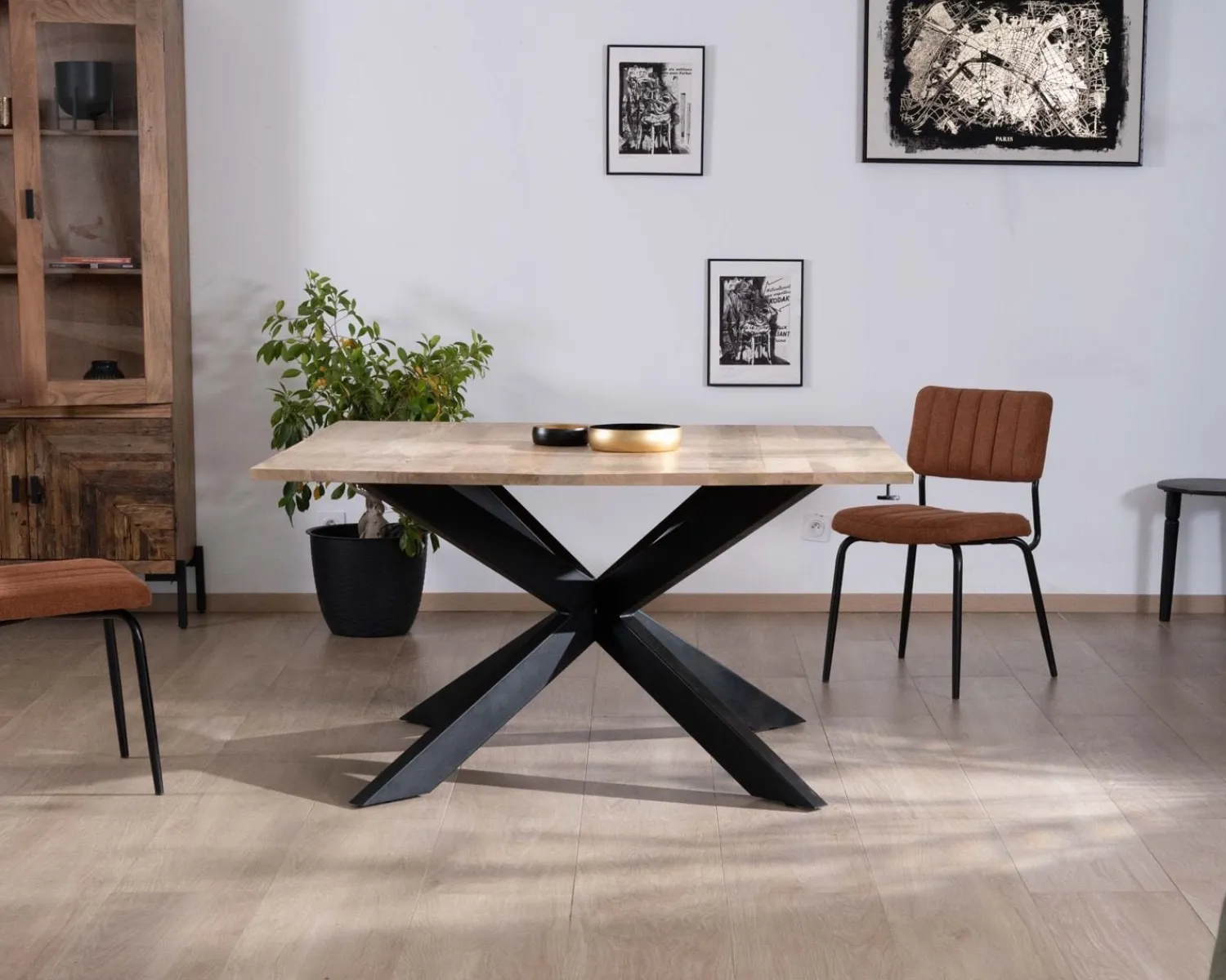 Meuble House Table de repas carrée extensible style industriel manguier et métal "Haden" 140x140-220cm Hot
