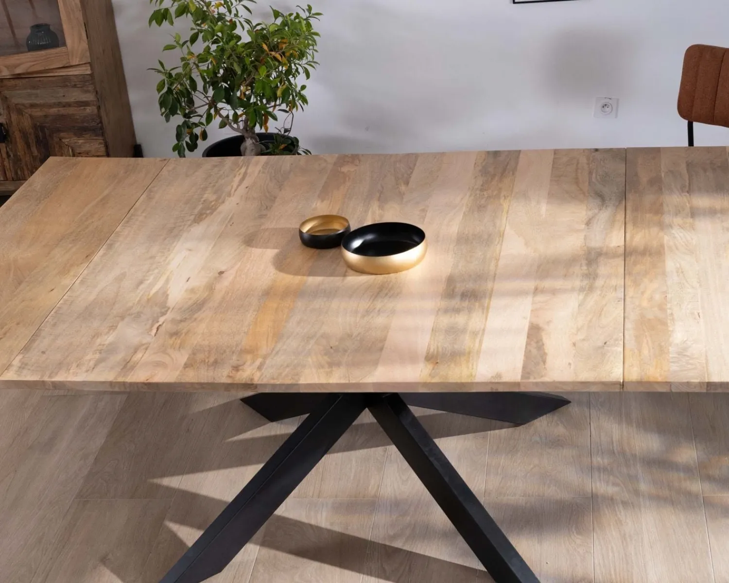 Meuble House Table de repas carrée extensible style industriel manguier et métal "Haden" 140x140-220cm Hot