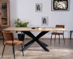Meuble House Table de repas carrée extensible style industriel manguier et métal