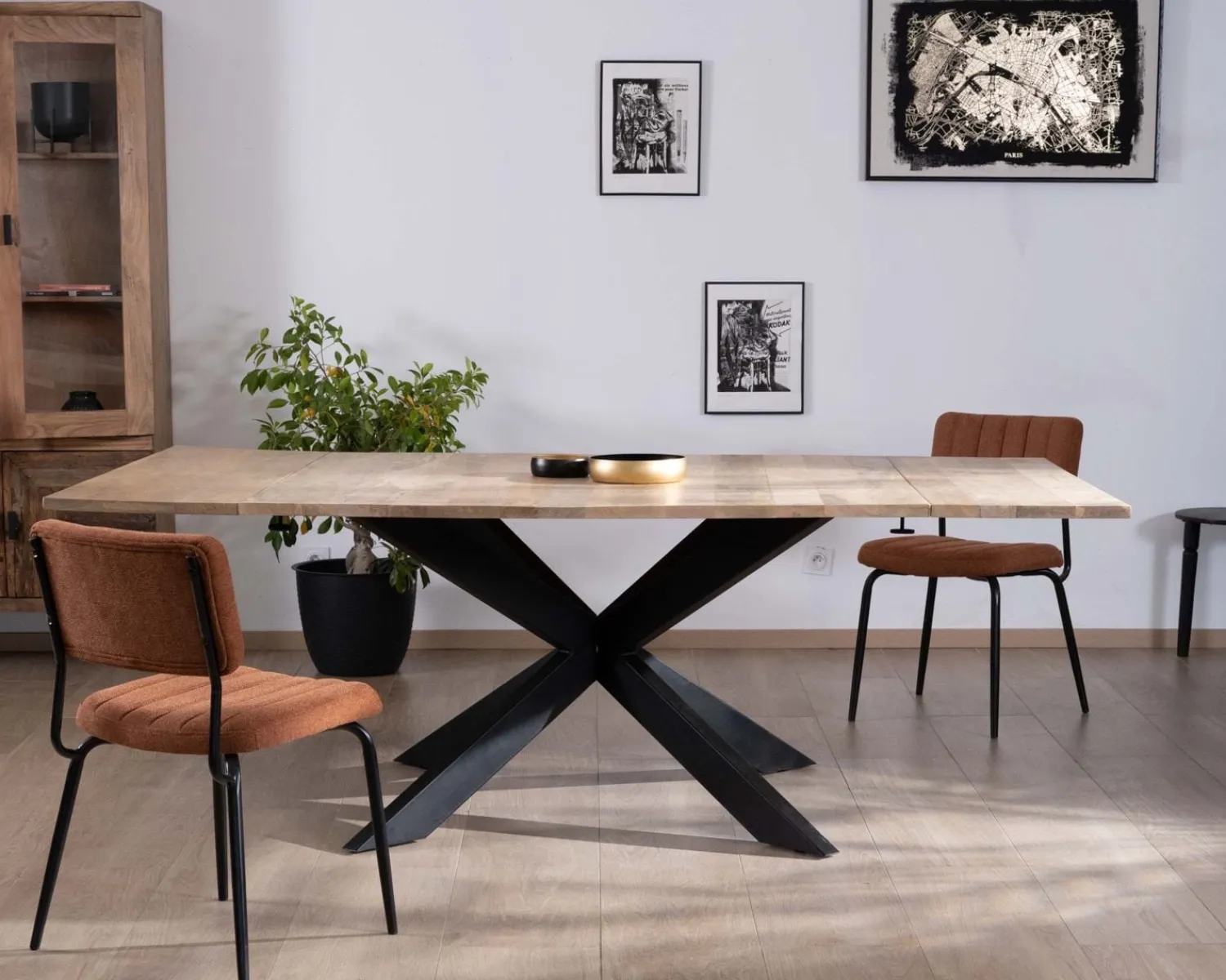 Meuble House Table de repas carrée extensible style industriel manguier et métal "Haden" 140x140-220cm Hot