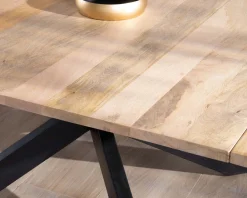 Meuble House Table de repas carrée 120x120cm style industriel manguier et métal